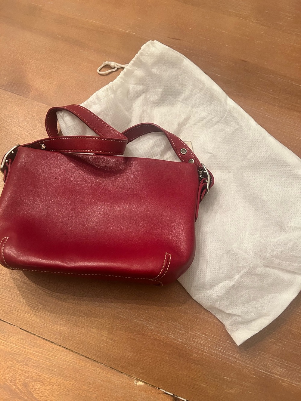 Vintage Y2K Coach Red Leather Soho Demi Shoulder Bag Clutch w/ Dust bag